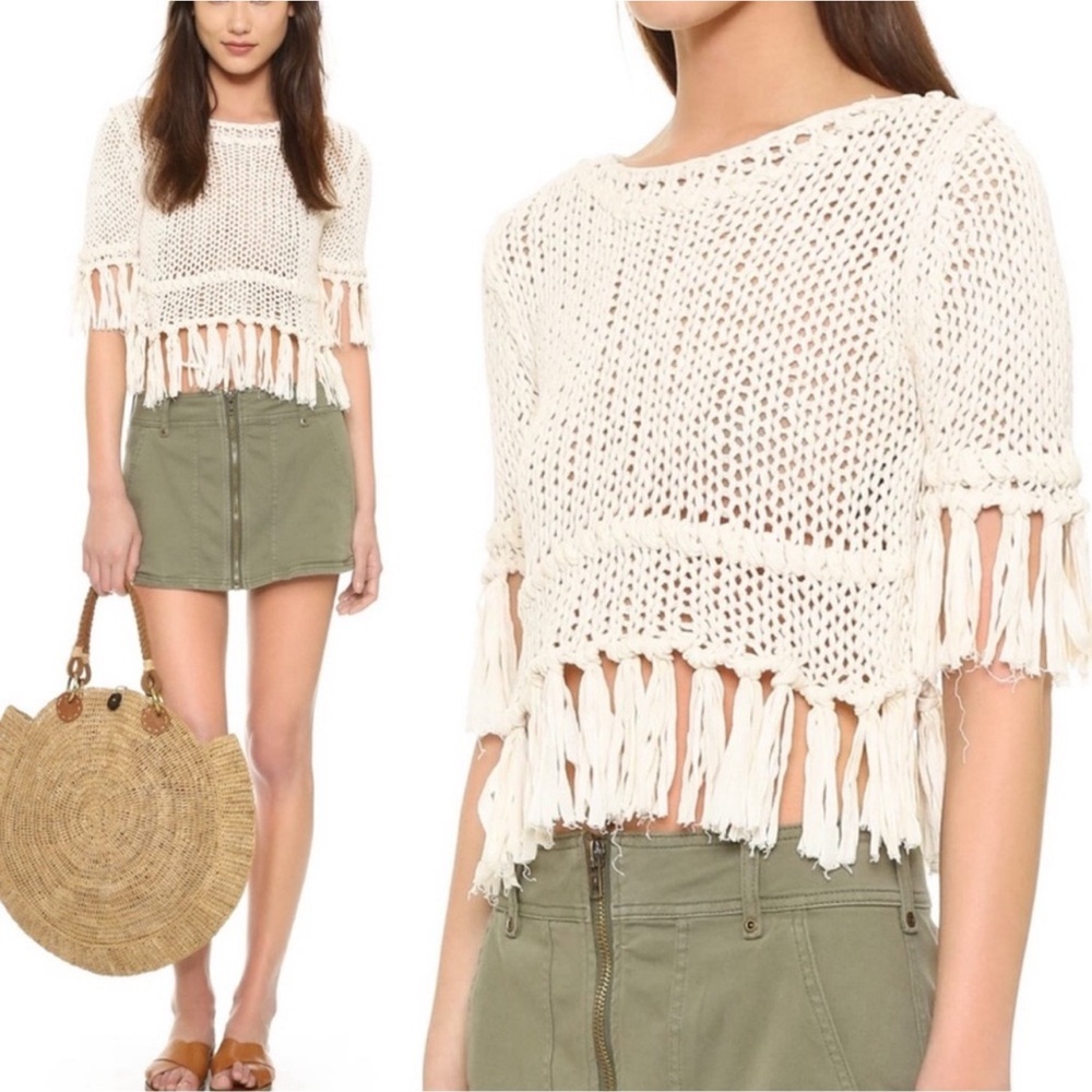 Free People On the Fringe Knit Pullover Sweater Top